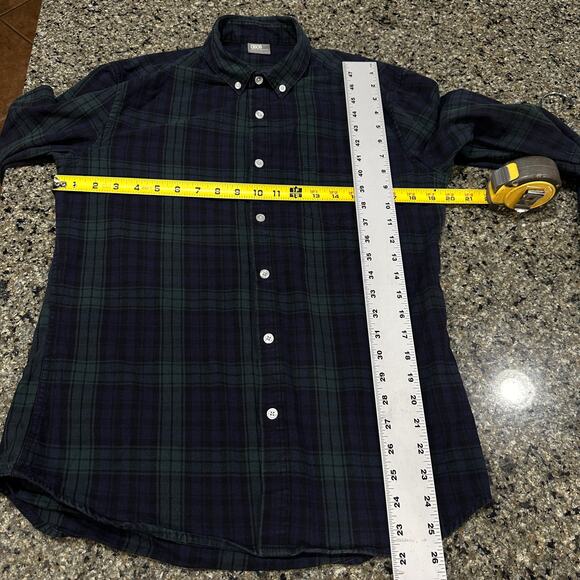 ASOS Men Shirt Size L Green Blue Plaid Button Up Long Sleeve Cotton Preppy - Picture 7 of 9